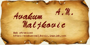 Avakum Maljković vizit kartica